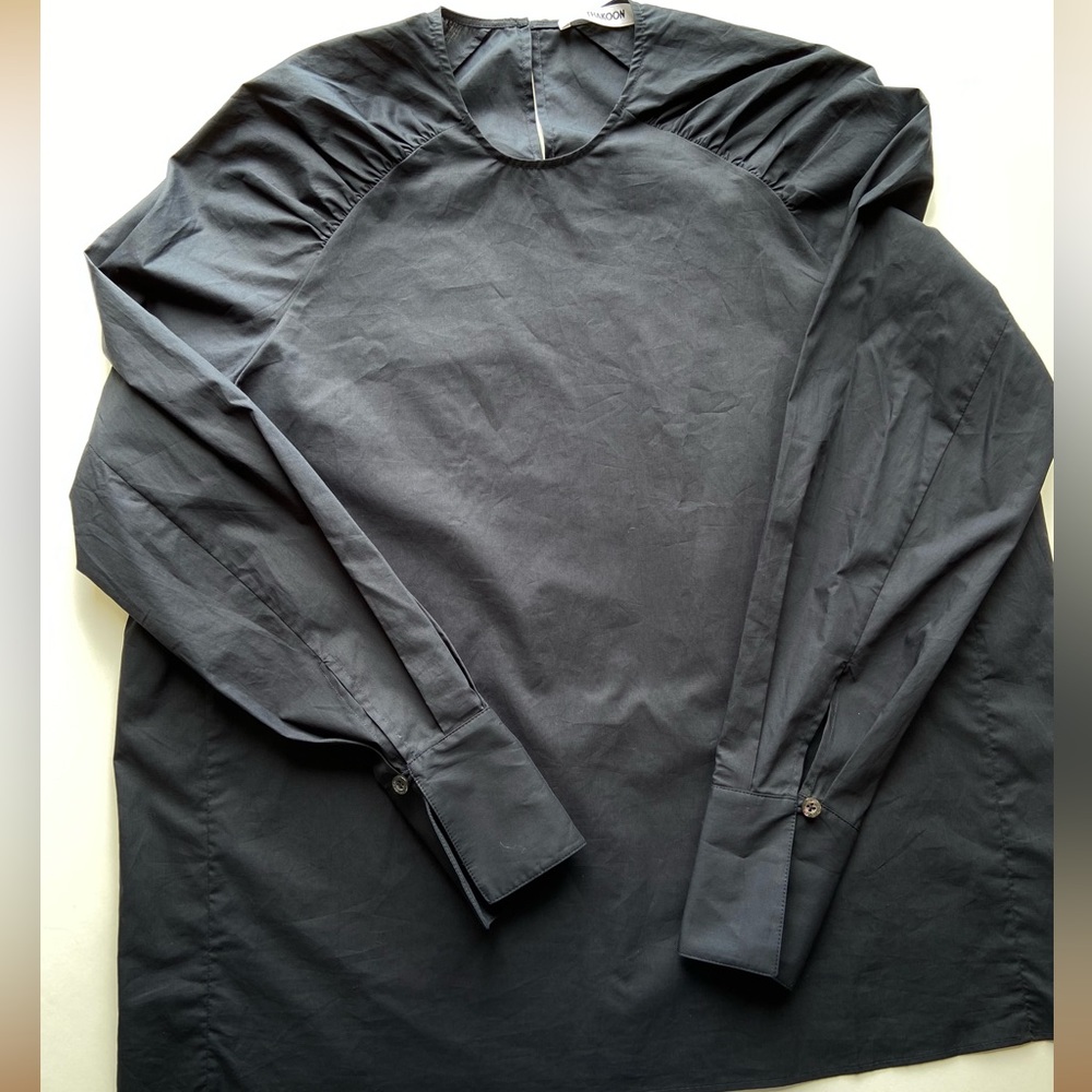 Thakoon Navy Longsleeve Cotton Blouse, Size XS